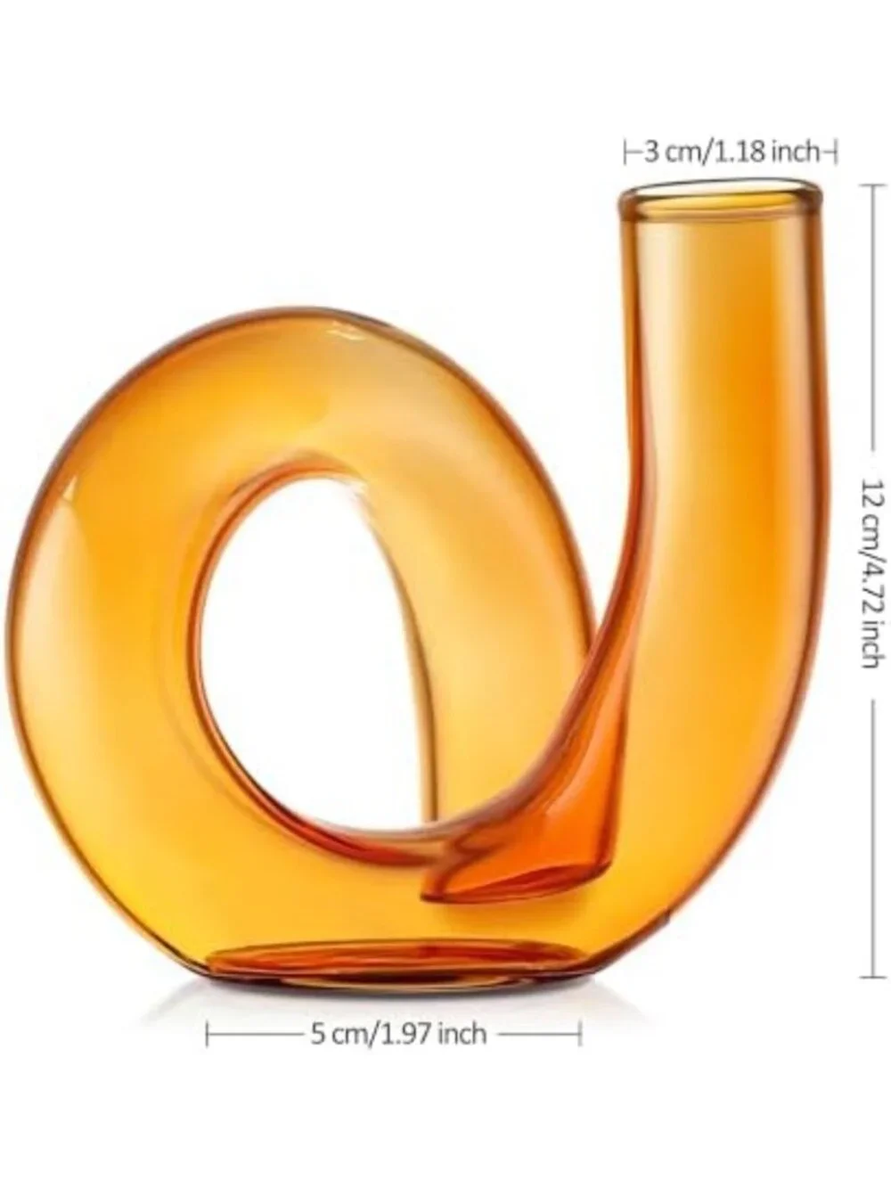 Handmade Small Amber Glass Flower Vase | Decorative Geometric Bud Holder
